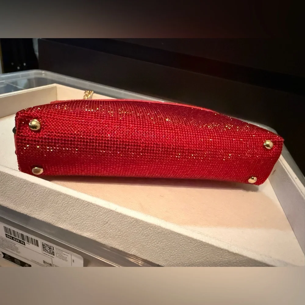 Elegant Red Clutch with Gold Chain